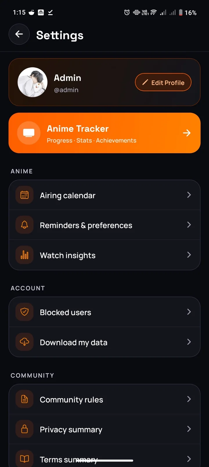 Settings and safety controls