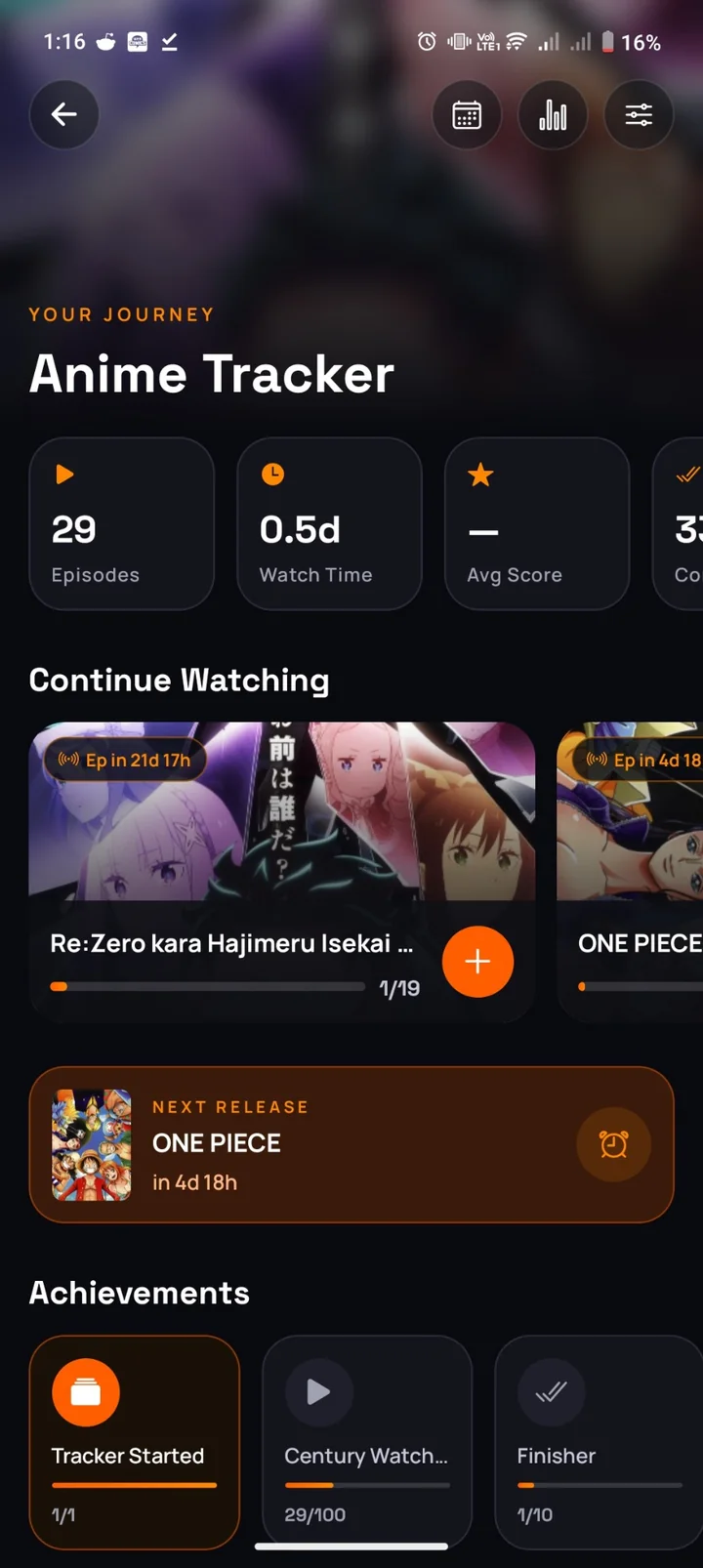 OtakuVerse anime tracker dashboard