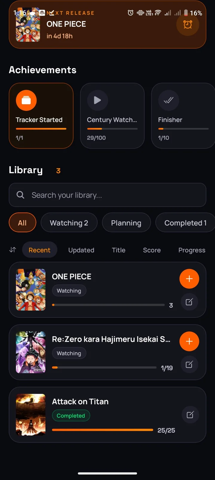 Anime tracker library